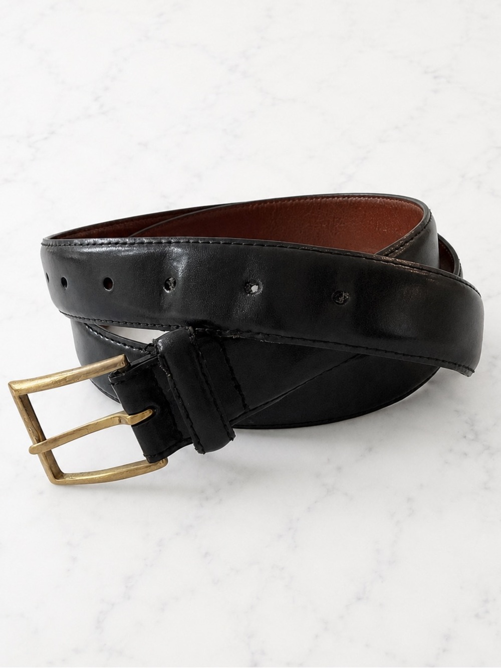 Jos A Bank Black Italian Leather Belt Size 40